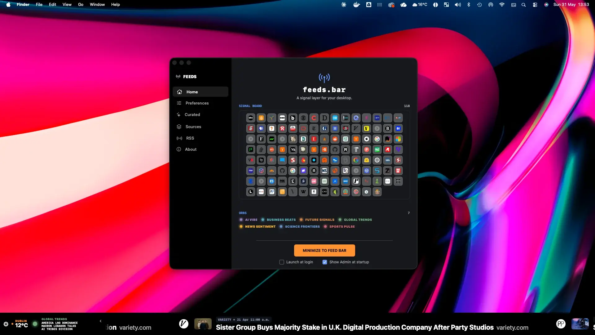FeedsBar interface